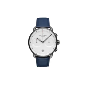 Pioneer White Dial – Navy Leather